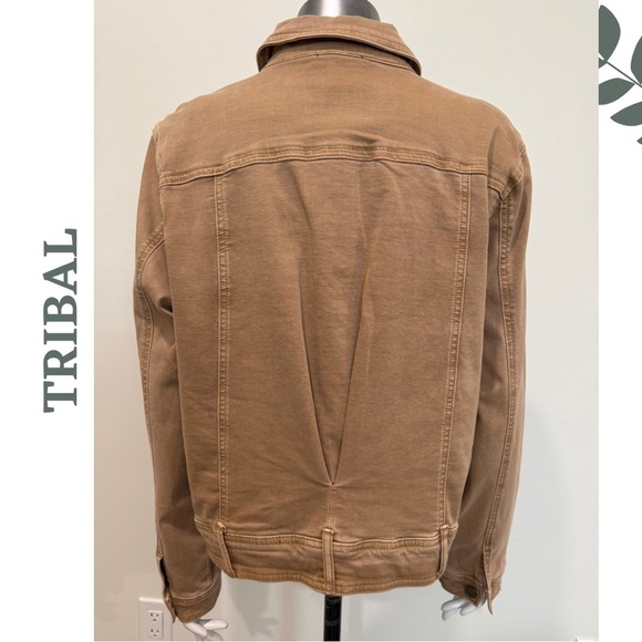 TRIBAL Size XL Stretch Twill Utility Denim Jacket — Toasted Almond Perfection! - Picture 4 of 6